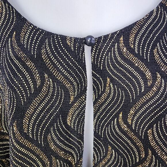 Helene Blake Women's Cardigan 2X Black Gold Shimmer Sparkle Holiday Long Sleeve - Picture 4 of 12